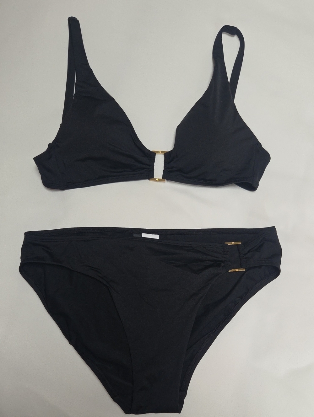 Ralph Lauren Black Two-Piece Bikini with Gold Accents